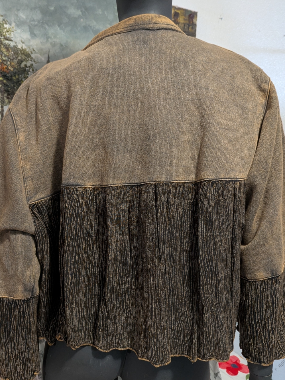 Women's Brown Textured Fringe Jacket - Picture 3 of 4